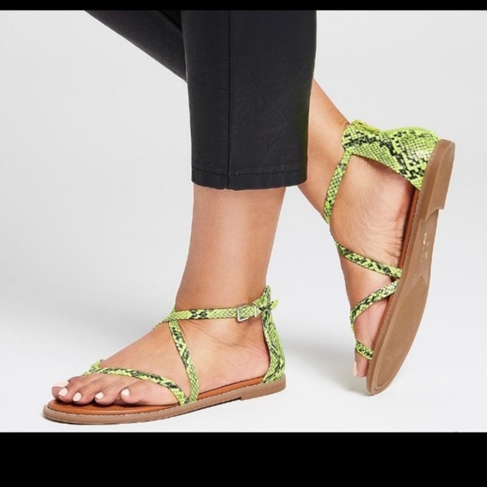 Mix No. 6 Pura Green Snakeskin Sandal Sz 6